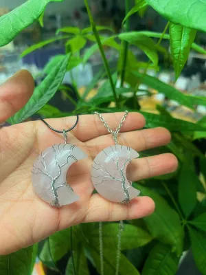 Moon Necklace rose quartz