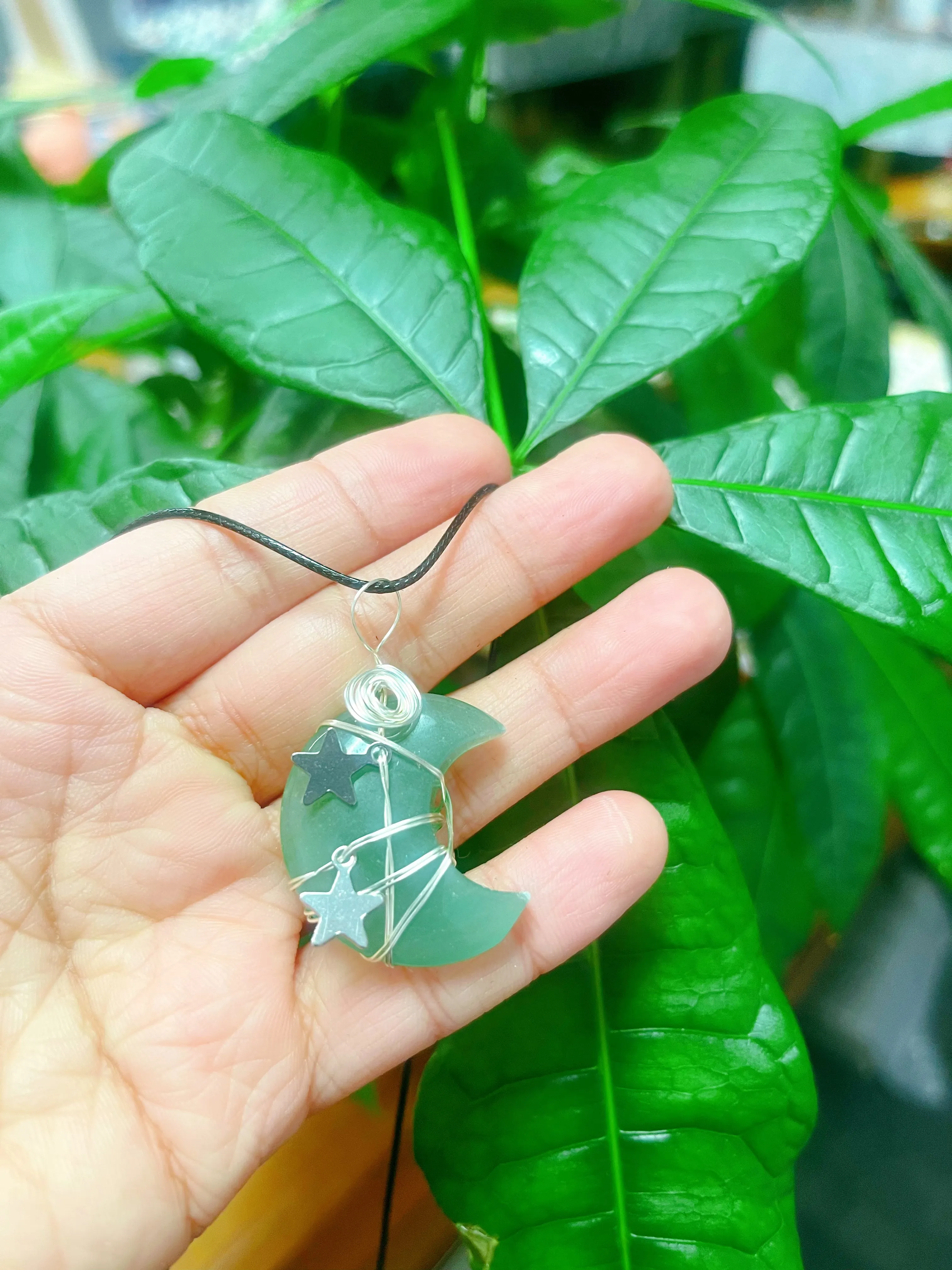 Moon with Stars Handmade Necklace