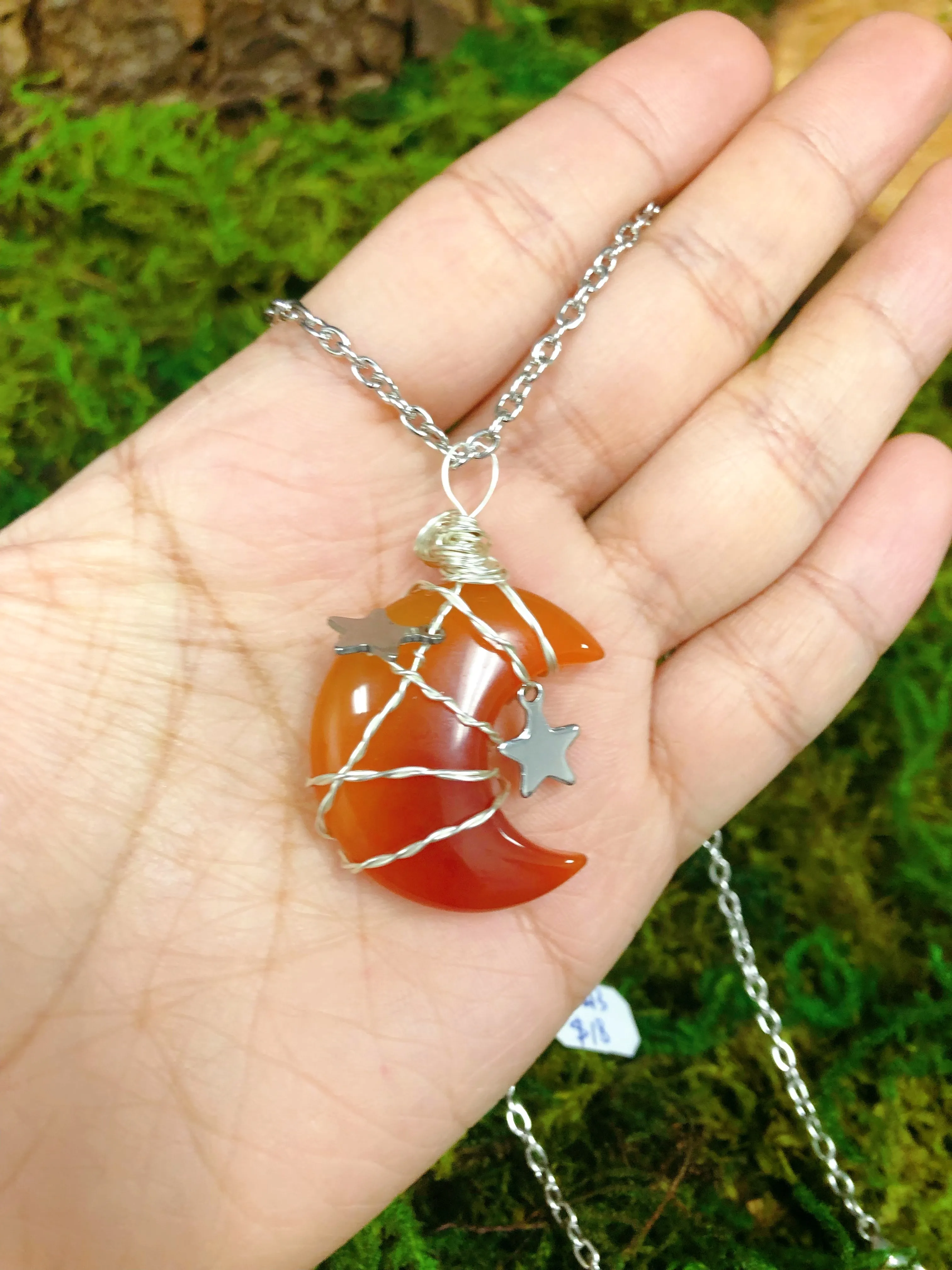 Moon with Stars Handmade Necklace