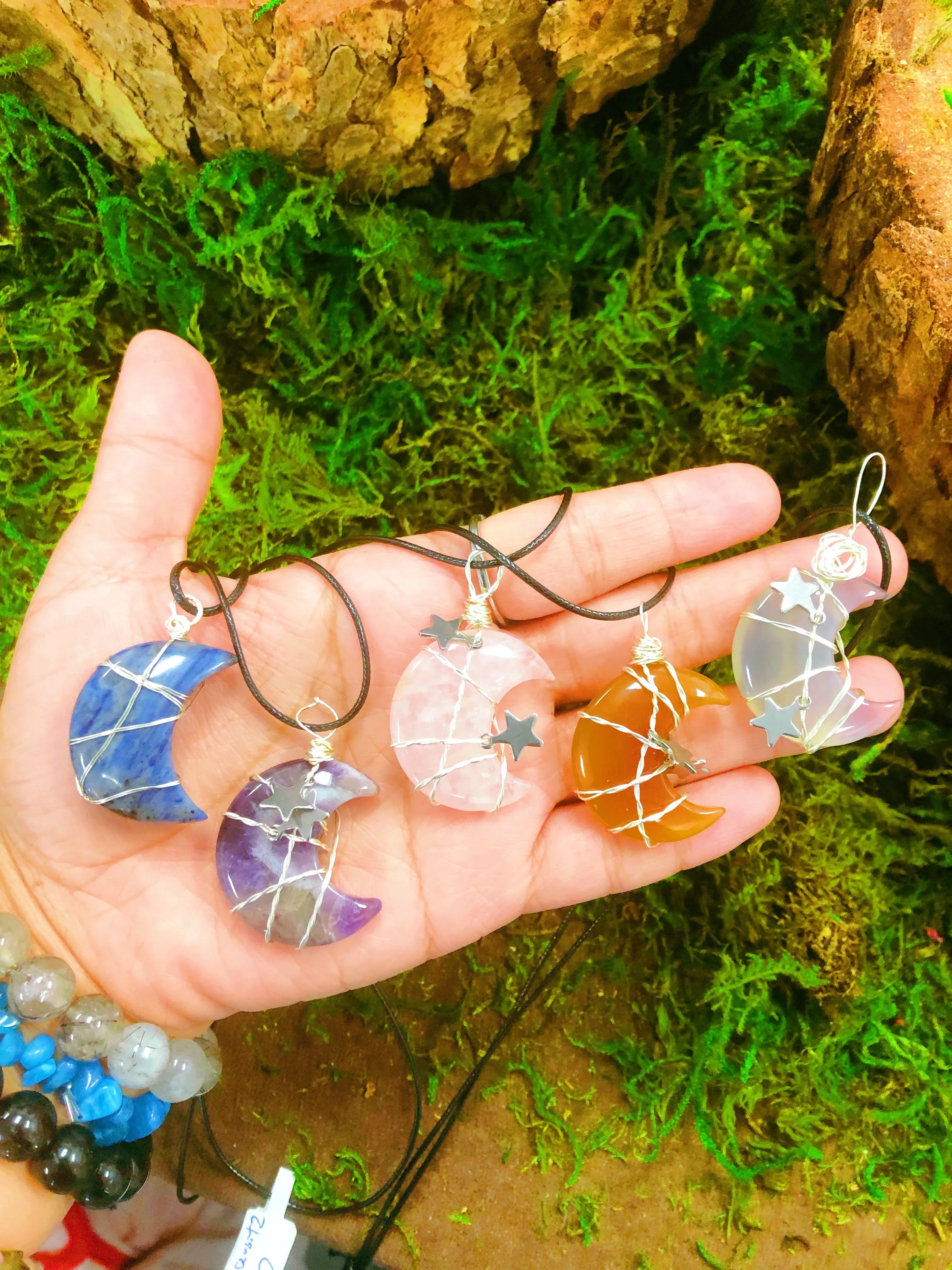Moon with Stars Handmade Necklace