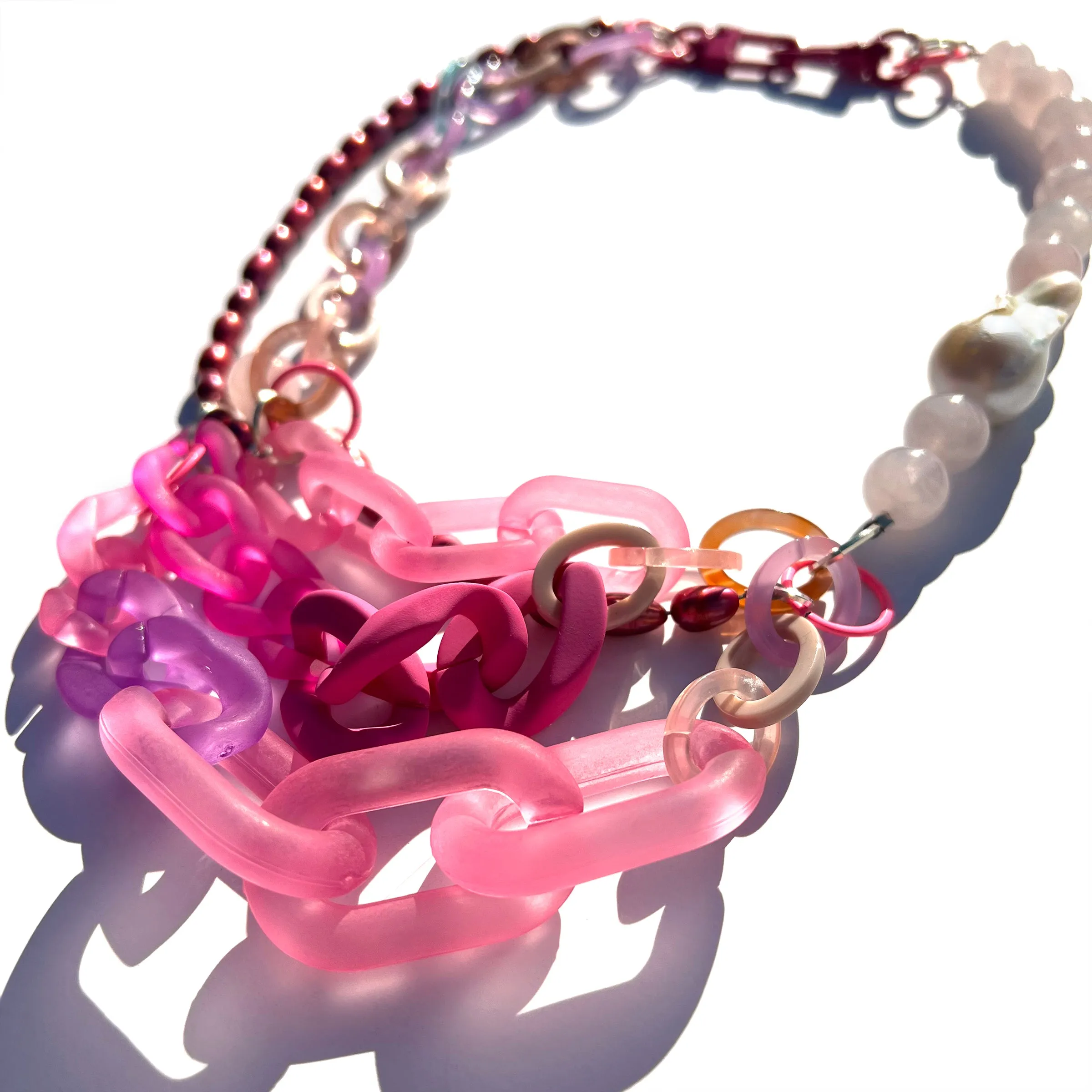MPR x THE IMAGINARIUM: Hot Pink Rose Quartz   Baroque Pearl Melange Necklace
