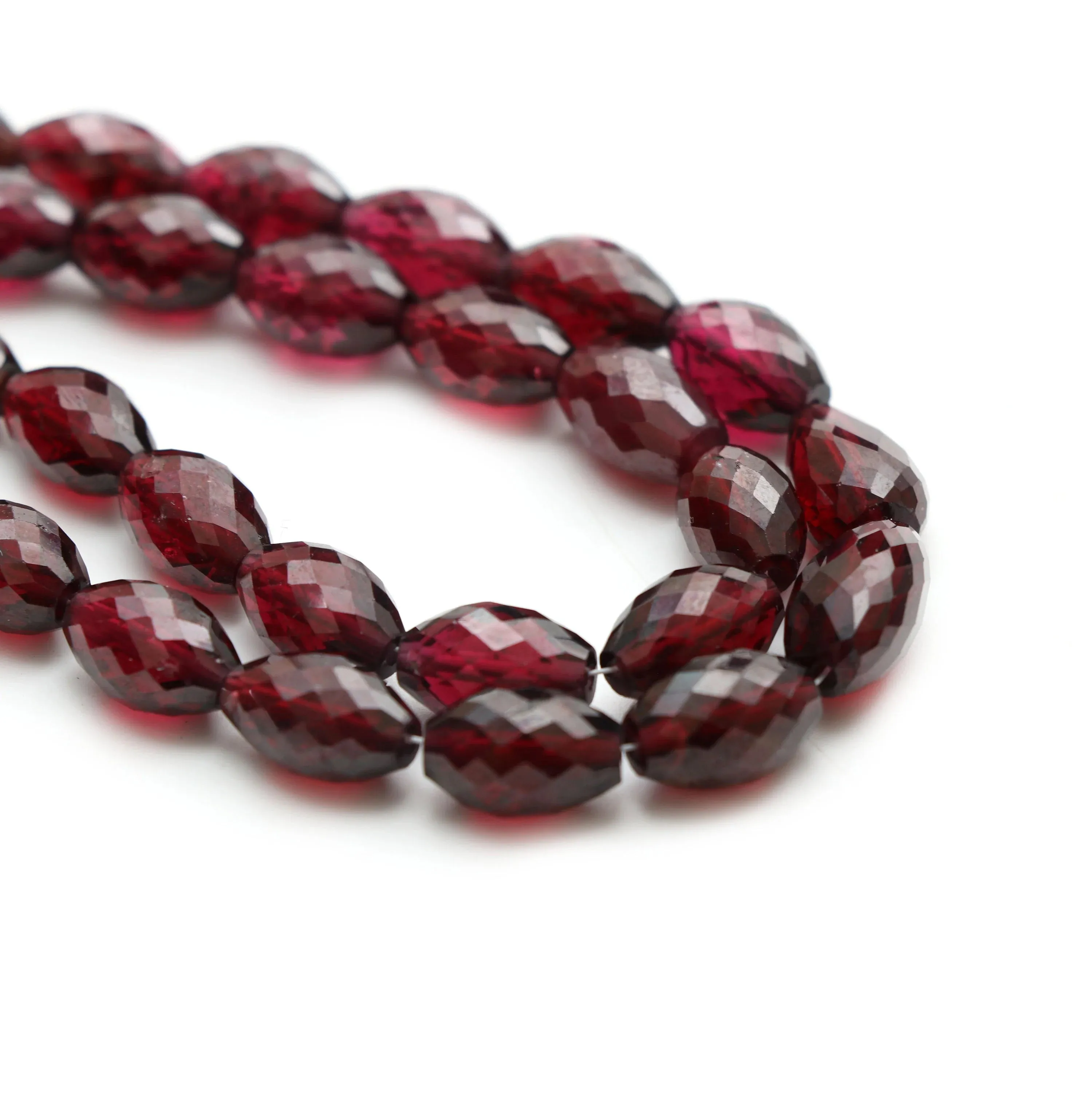 Natural Garnet Faceted Barrel Beads , 7x11.5 mm to 8x12 mm, Garnet Barrel Beads , Garnet Jewelry , 19 cm Full Strand , Price Per Strand