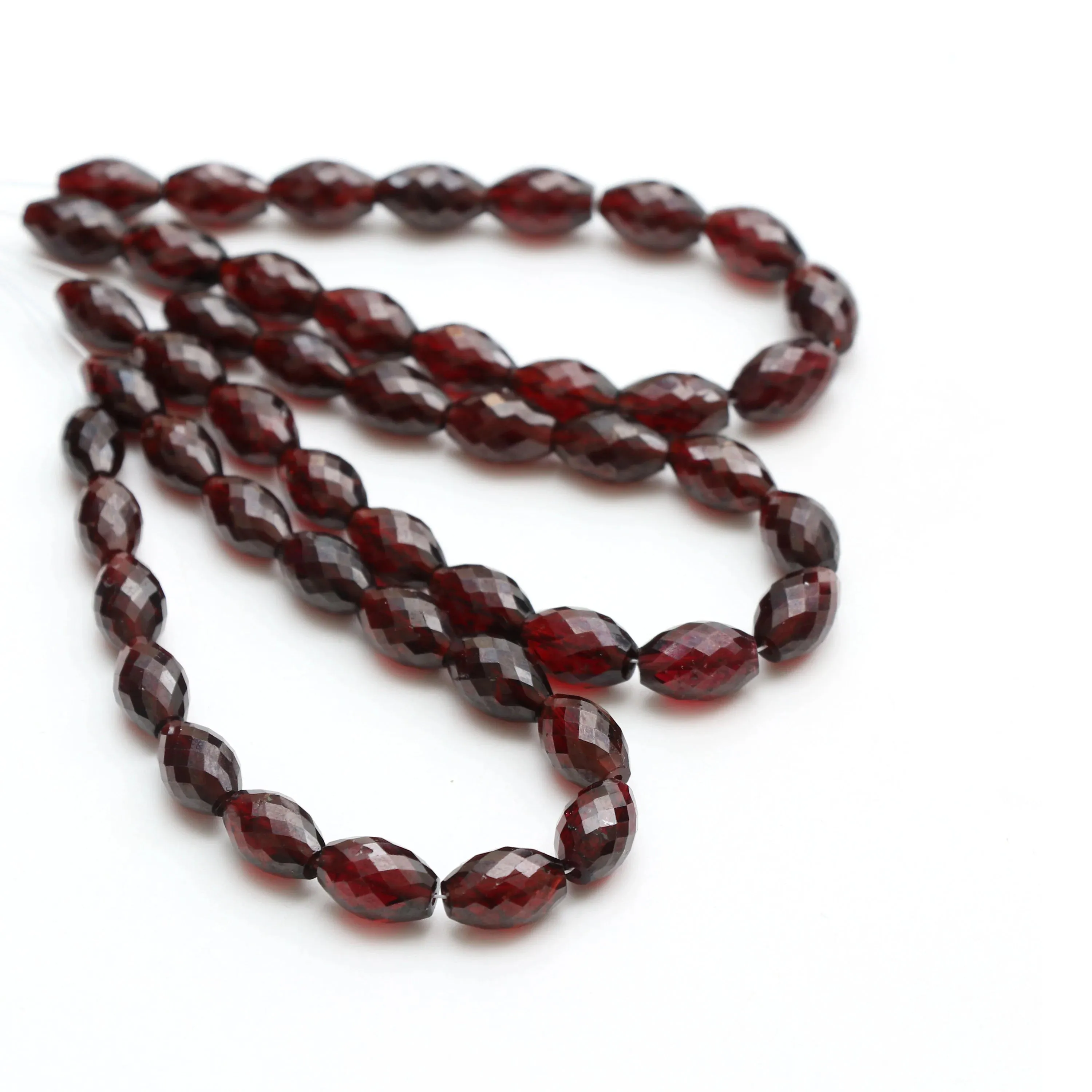 Natural Garnet Faceted Barrel Beads , 7x11.5 mm to 8x12 mm, Garnet Barrel Beads , Garnet Jewelry , 19 cm Full Strand , Price Per Strand