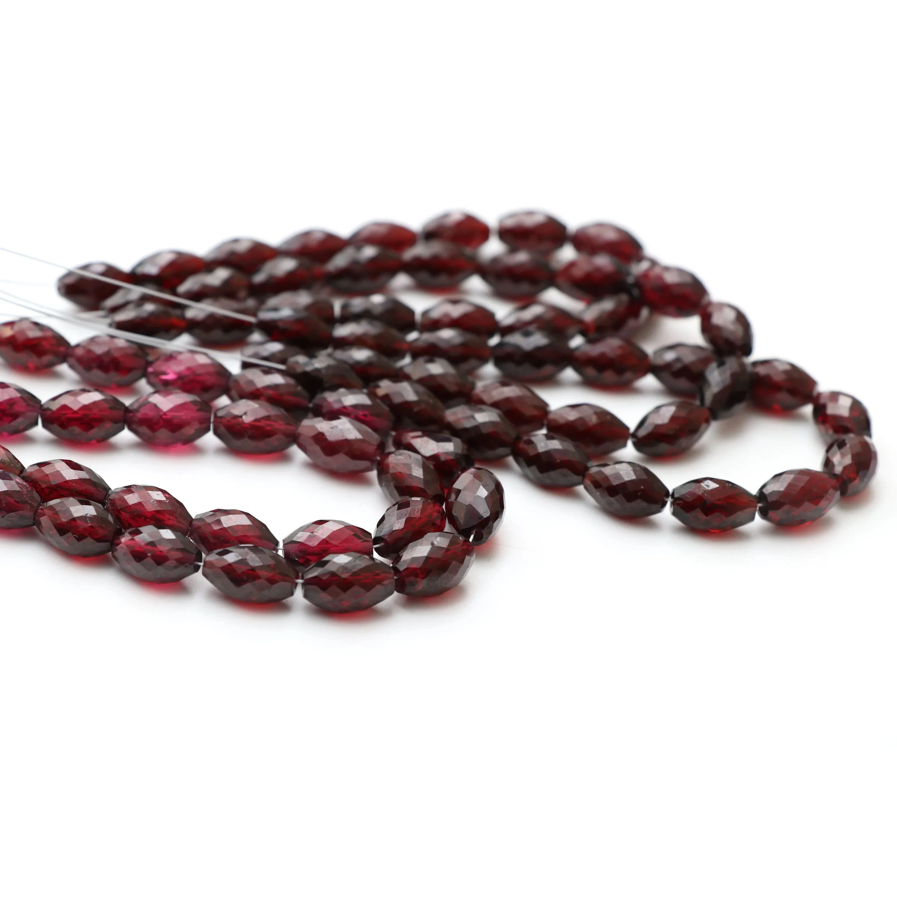 Natural Garnet Faceted Barrel Beads , 7x11.5 mm to 8x12 mm, Garnet Barrel Beads , Garnet Jewelry , 19 cm Full Strand , Price Per Strand