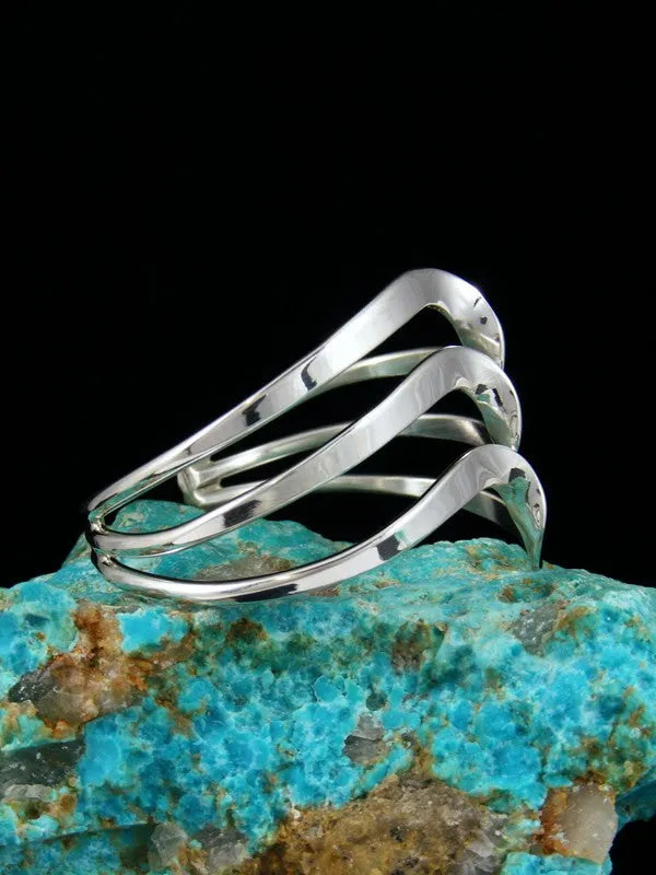 Navajo Sterling Silver Triple Wave Cuff Bracelet