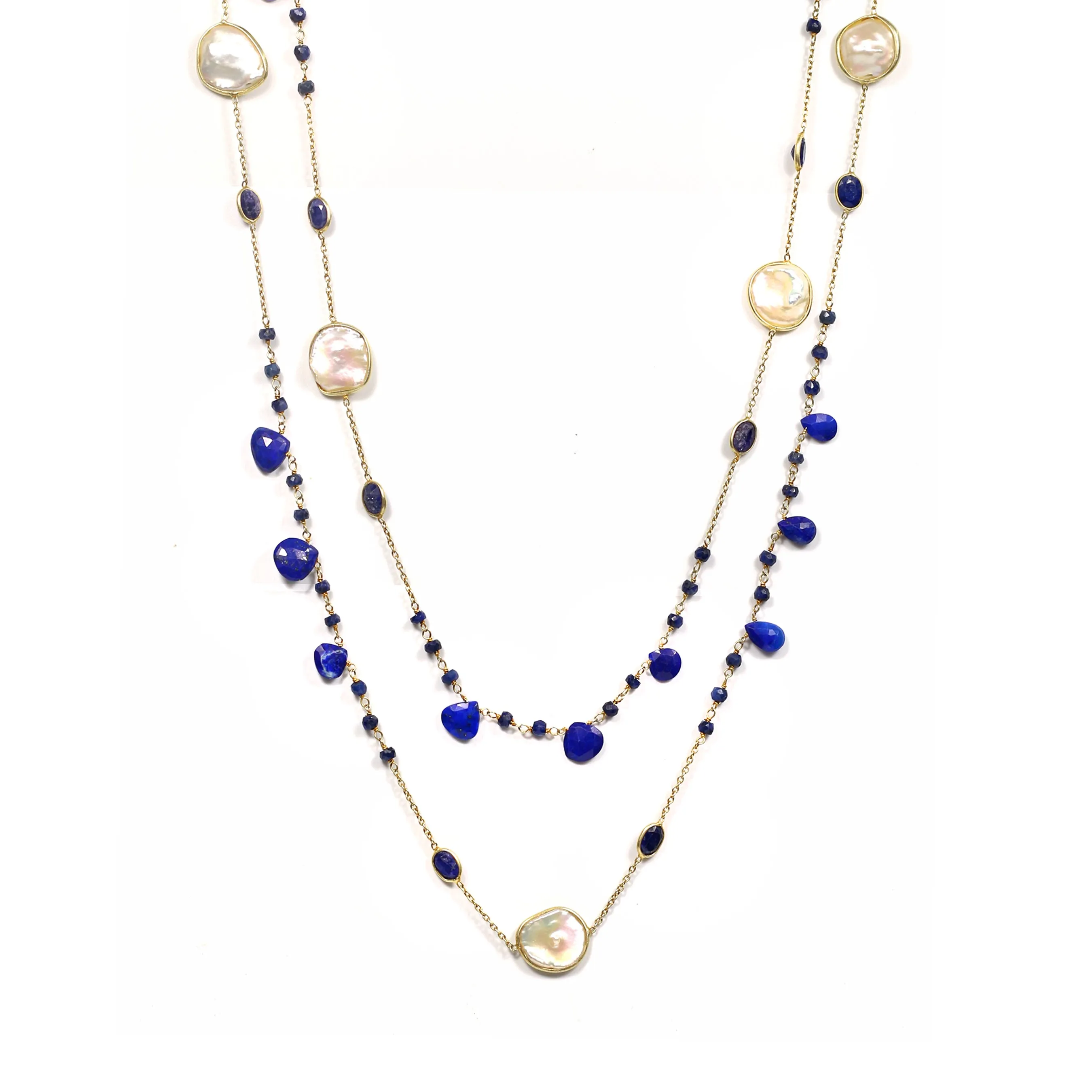 Necklace - Sapphire & Freshwater Pearls