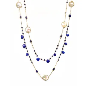 Necklace - Sapphire & Freshwater Pearls