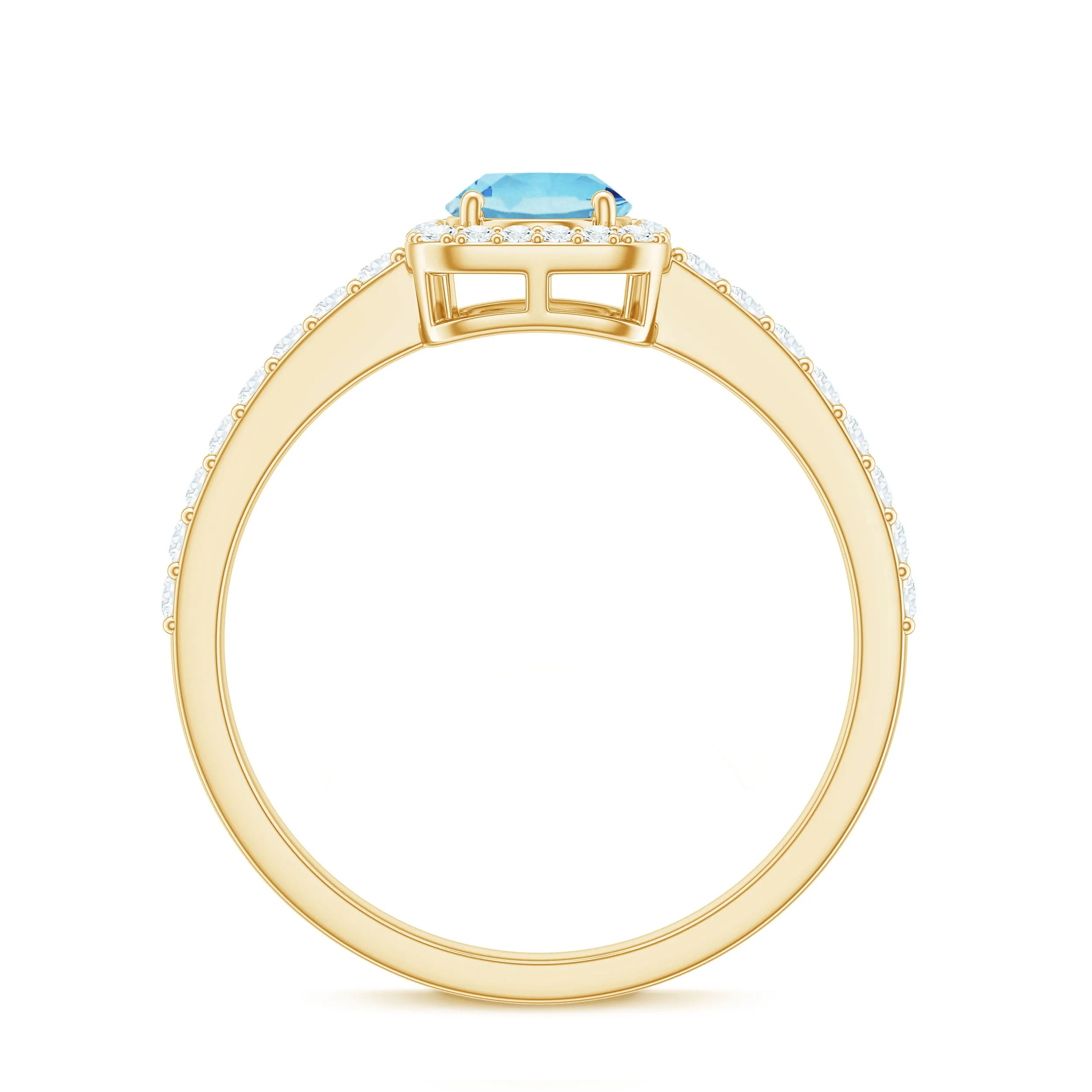 Oval Cut Aquamarine Engagement Ring with Diamond Halo
