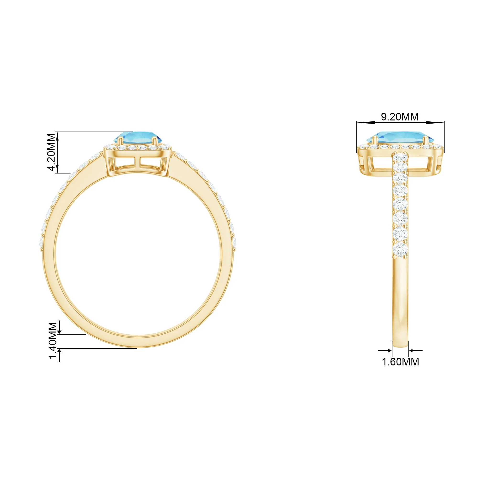 Oval Cut Aquamarine Engagement Ring with Diamond Halo