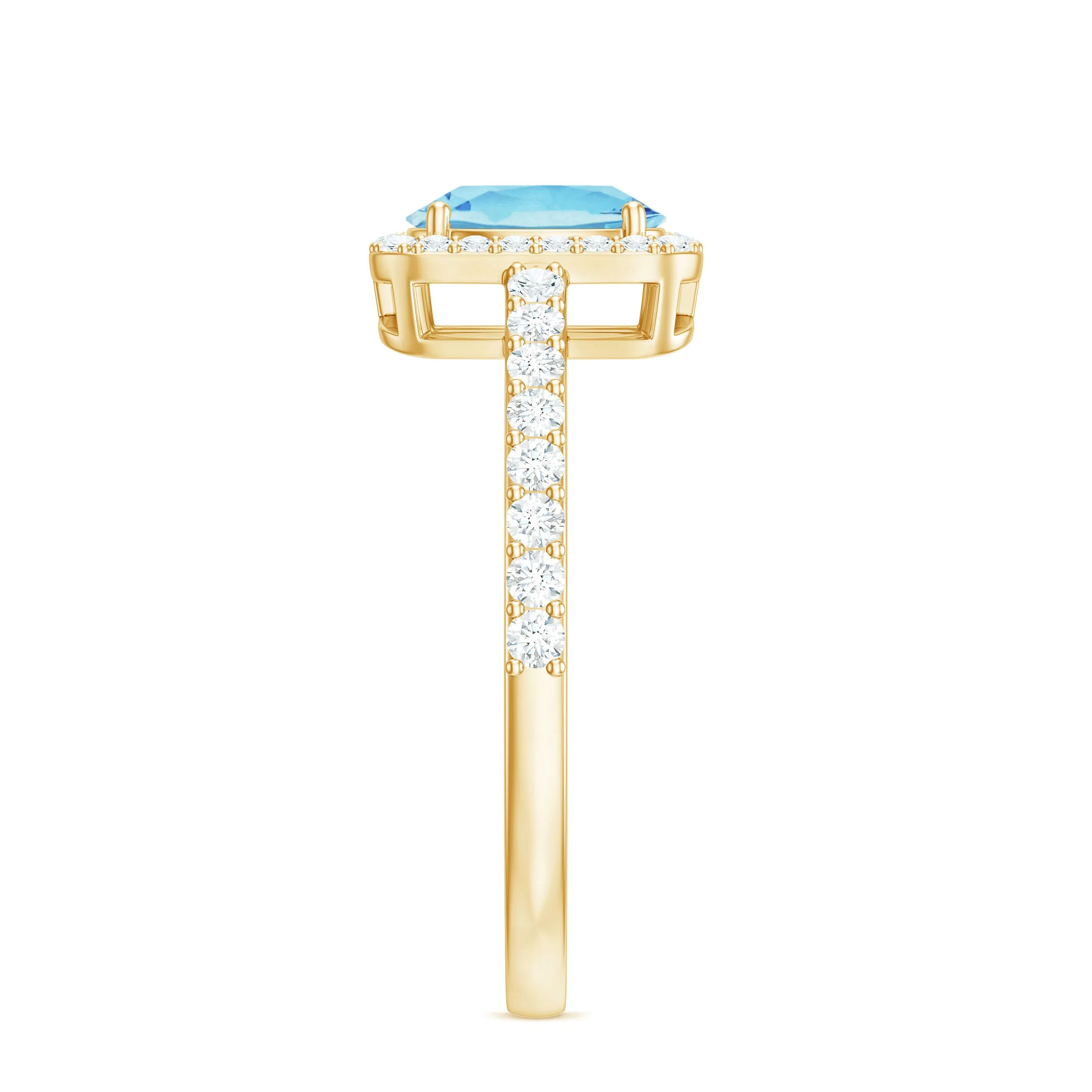 Oval Cut Aquamarine Engagement Ring with Diamond Halo