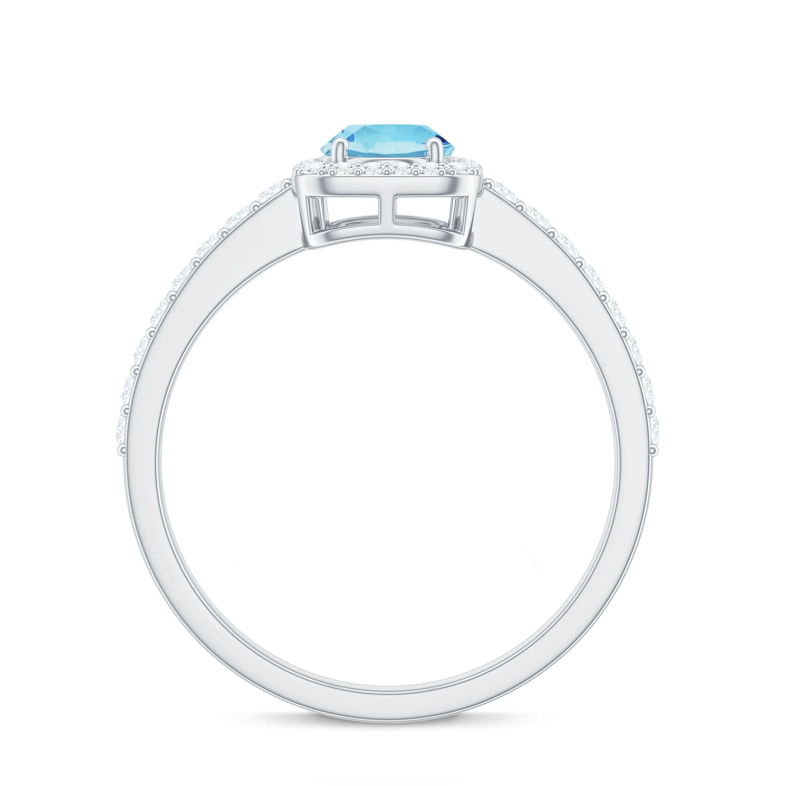 Oval Cut Aquamarine Engagement Ring with Diamond Halo