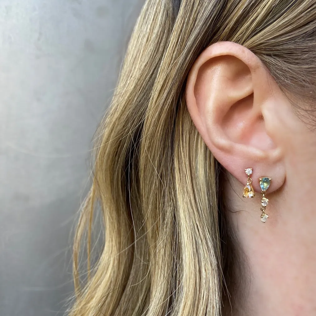 Pear Drop Earring, Aquamarine and Diamond