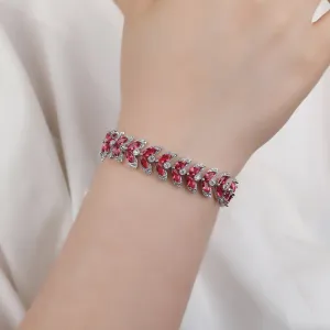Pink Leaves 5A Cubic Zirconia Bracelet Chains  for Women CK10138