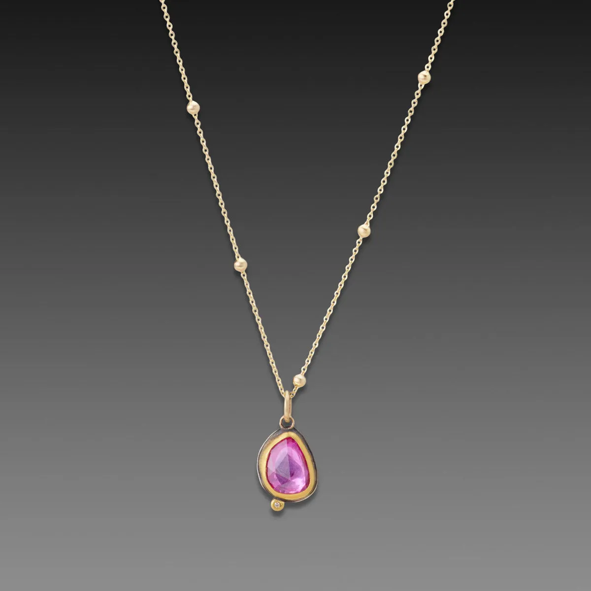Pink Sapphire Necklace with Diamond