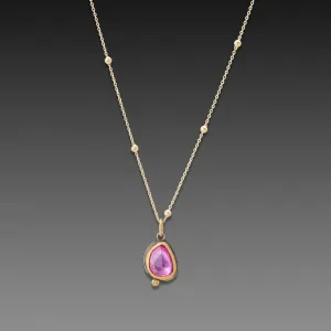 Pink Sapphire Necklace with Diamond