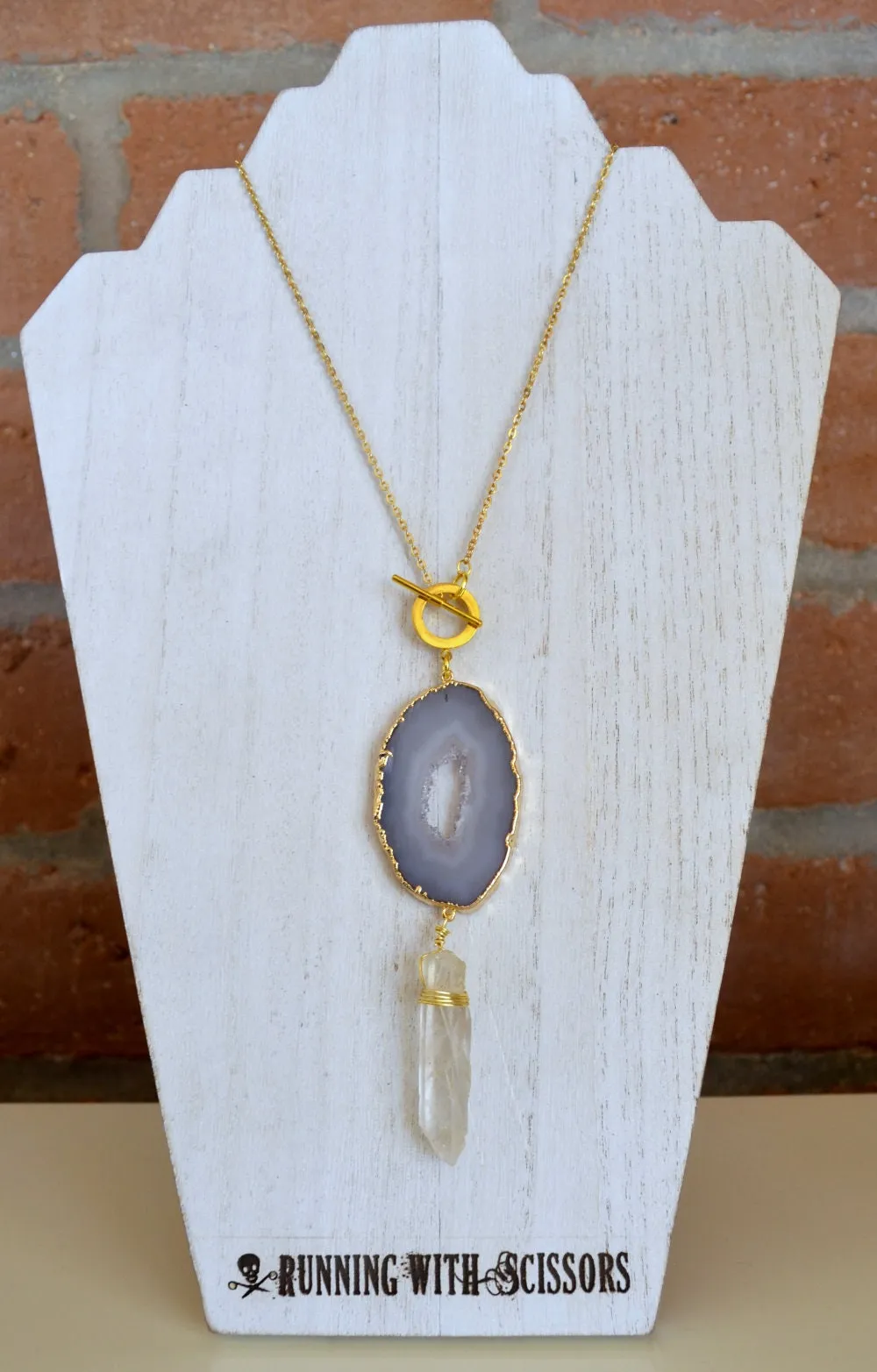 Quartz Geode Slice Couture Necklace