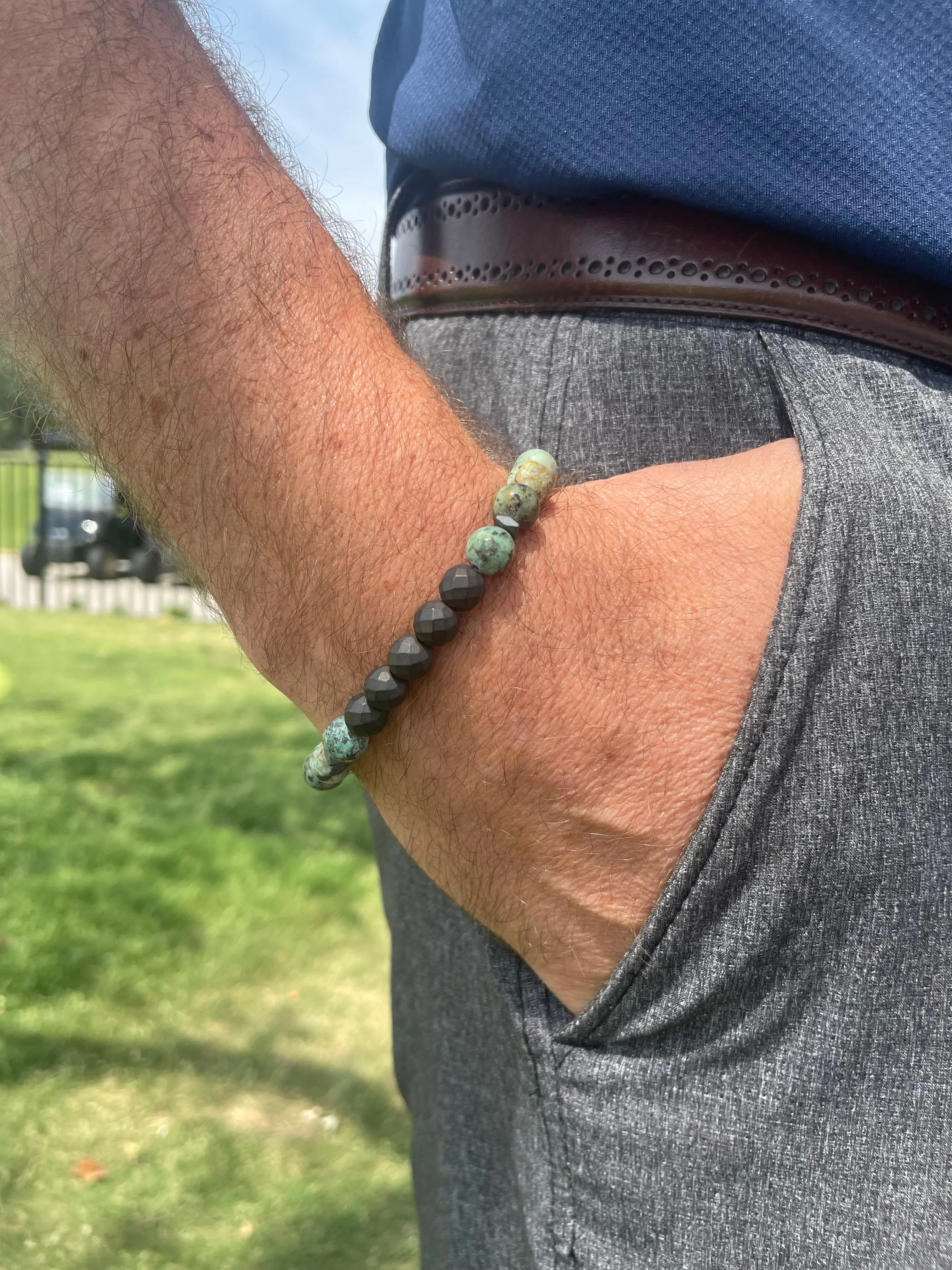 Rambo Men's Beaded Stone Bracelet
