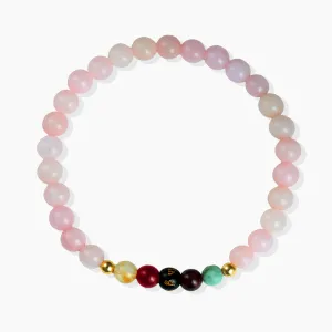Rose Quartz Mega Love Lucky 7 Gemstone Bracelet With REAL Gold