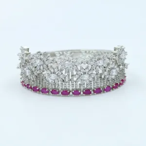 Ruby Color Silver Plated Zircon/AD Bracelet 1990-6055