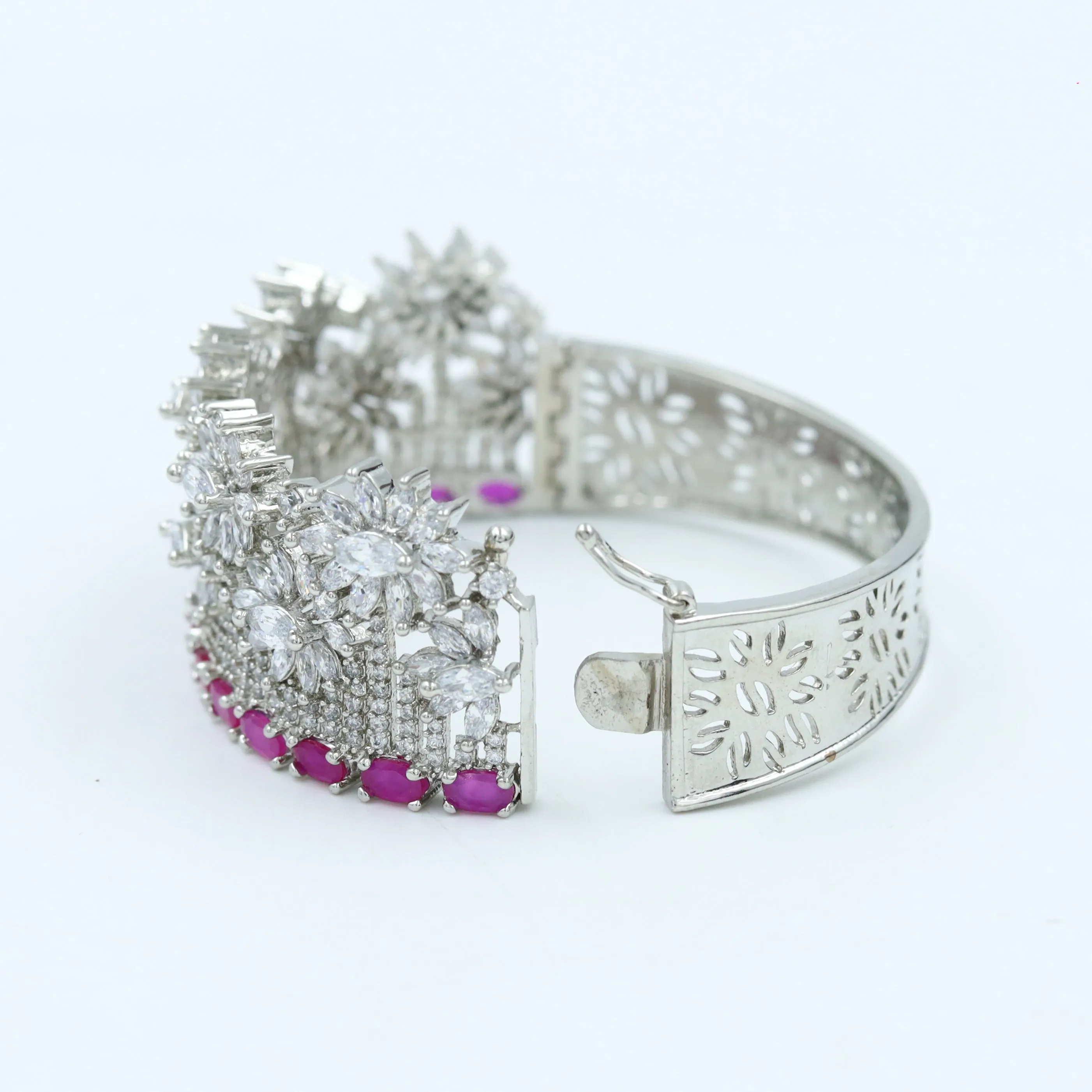 Ruby Color Silver Plated Zircon/AD Bracelet 1990-6055
