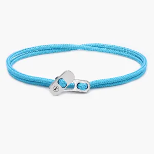 Sailing Cord Bracelet With Silver Clasp (Light Blue)