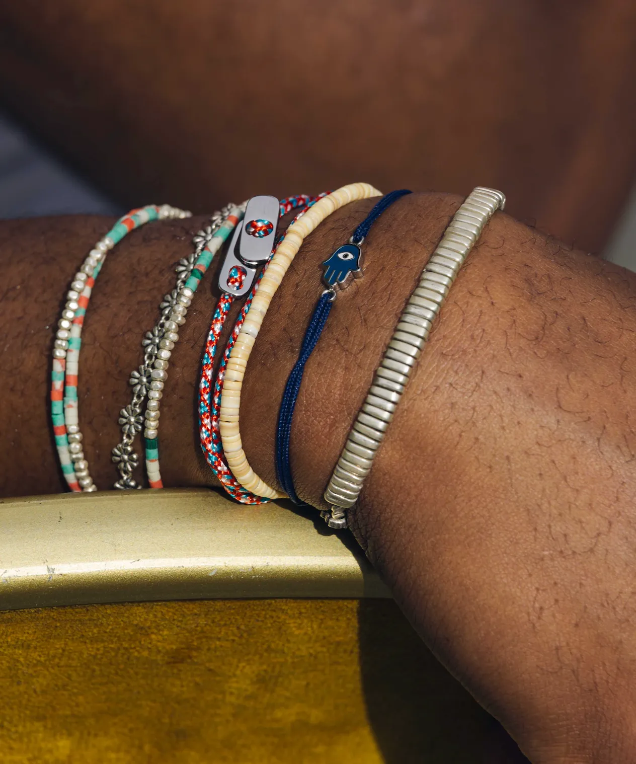 Sailing Cord Bracelet With Silver Clasp (Red/Blue)