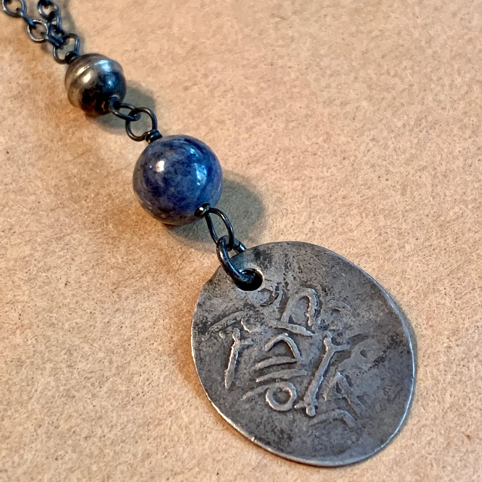 Sapphire & Antique Silver Necklace by Ruth