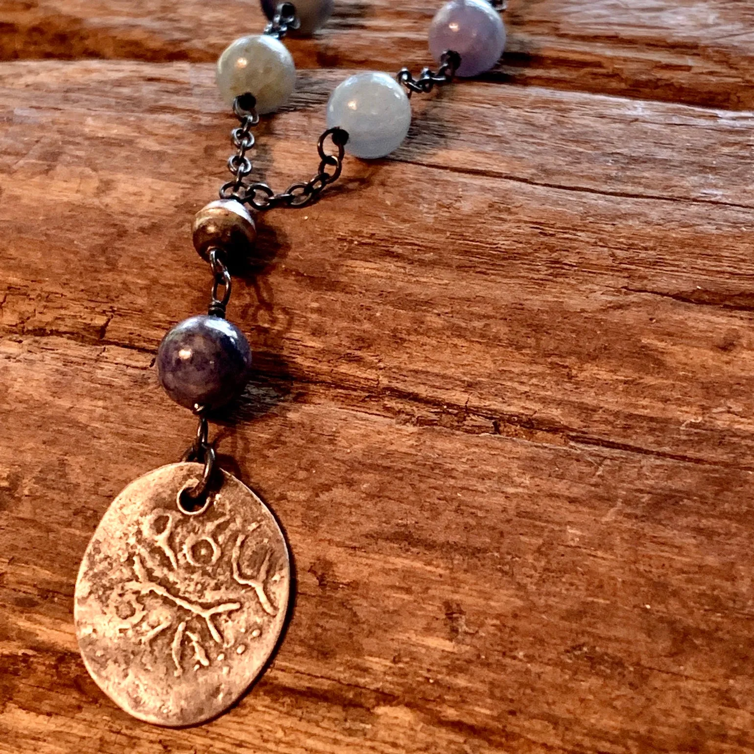 Sapphire & Antique Silver Necklace by Ruth