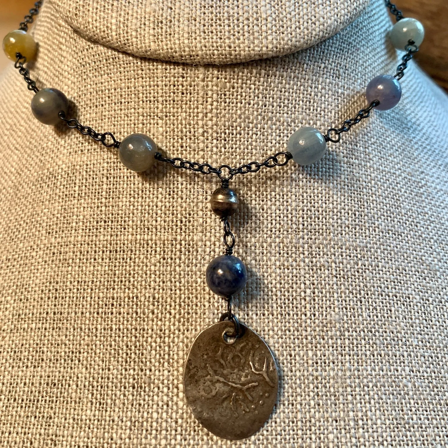 Sapphire & Antique Silver Necklace by Ruth