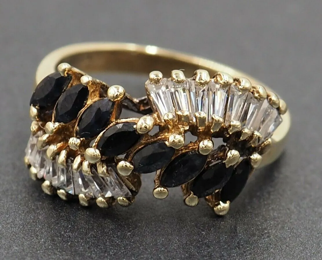 Sapphire & Cubic Zirconia 9ct Yellow Gold Ring