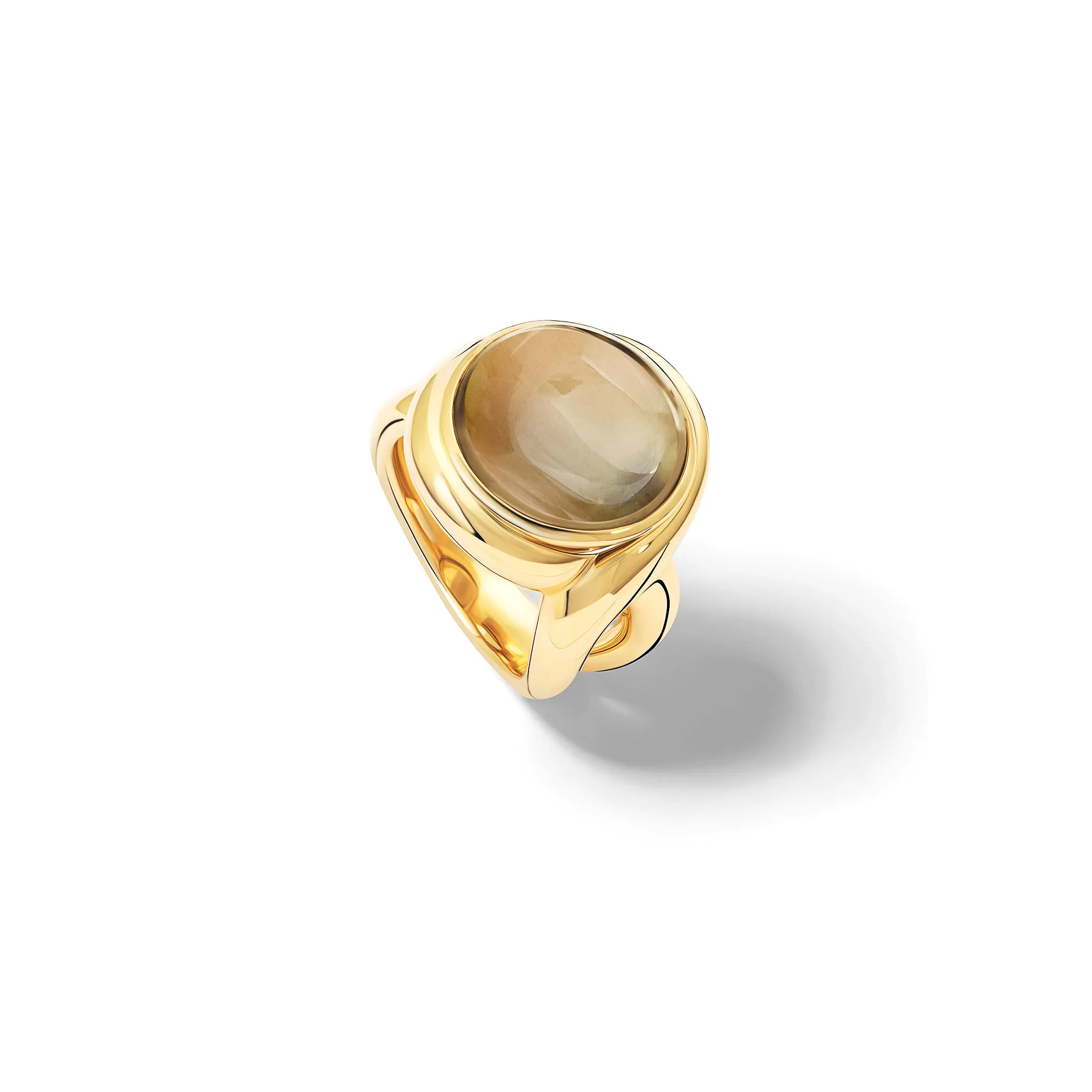 Severine Large Ring Yellow Gold - Cabochon Smoky Quartz