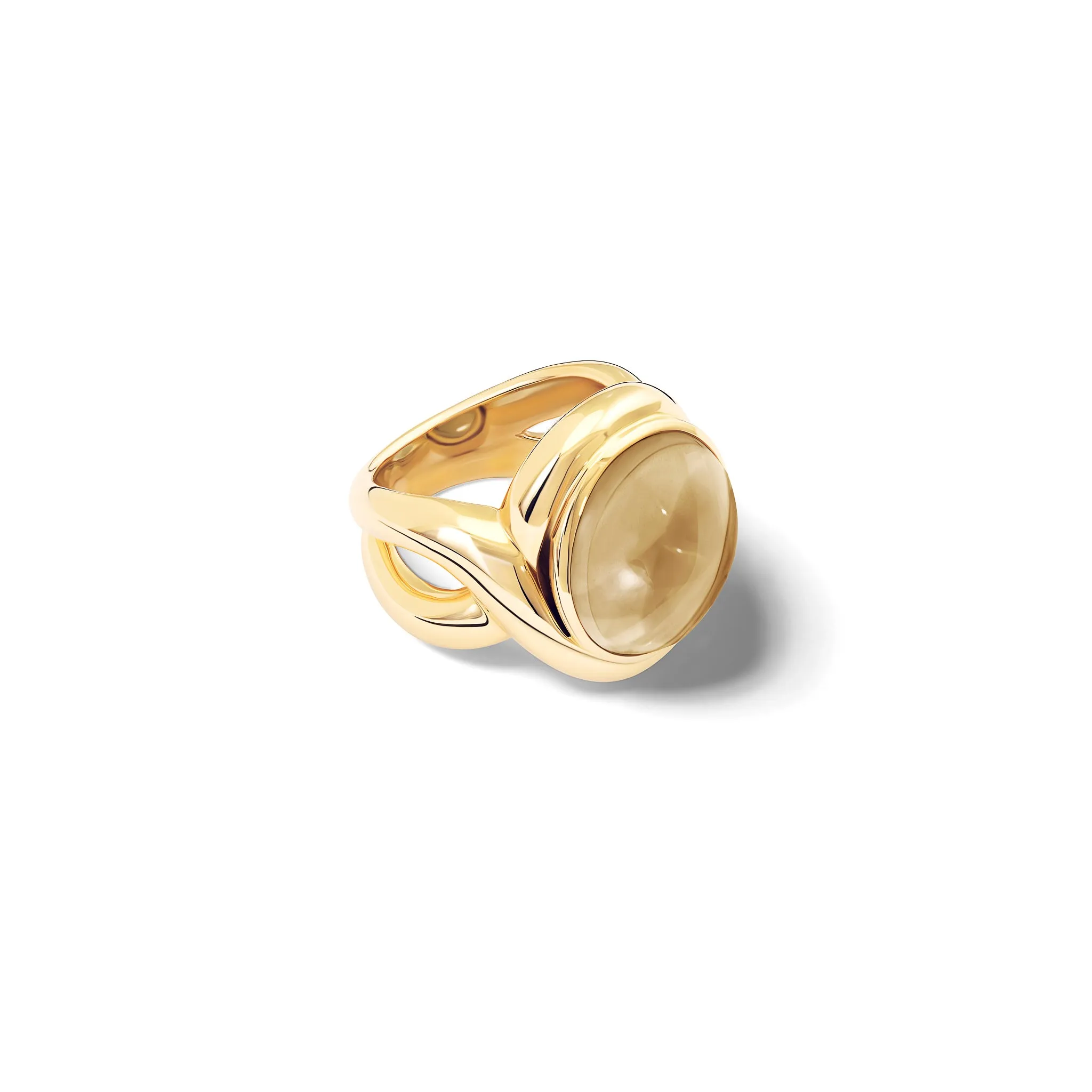 Severine Large Ring Yellow Gold - Cabochon Smoky Quartz
