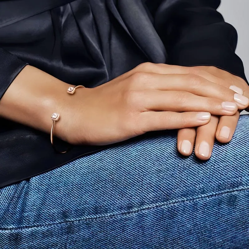 Shiny Square Open Cuff Bracelet