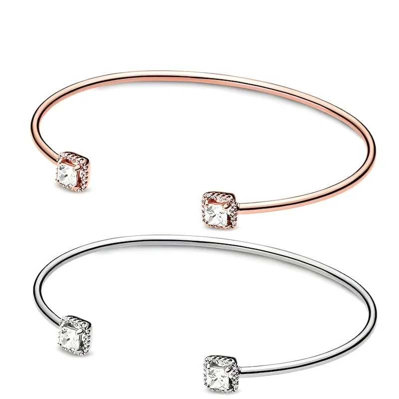 Shiny Square Open Cuff Bracelet