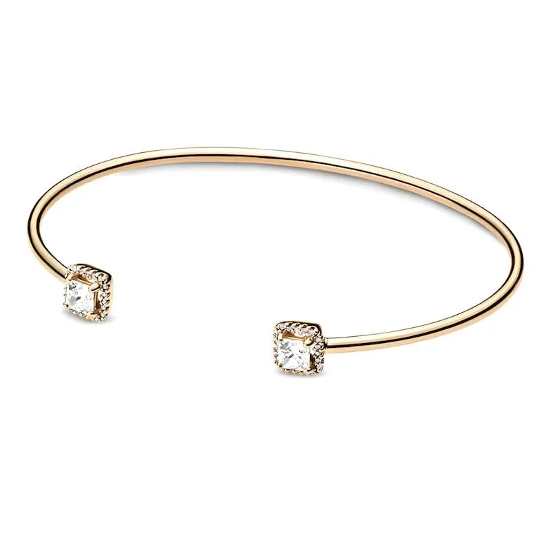 Shiny Square Open Cuff Bracelet