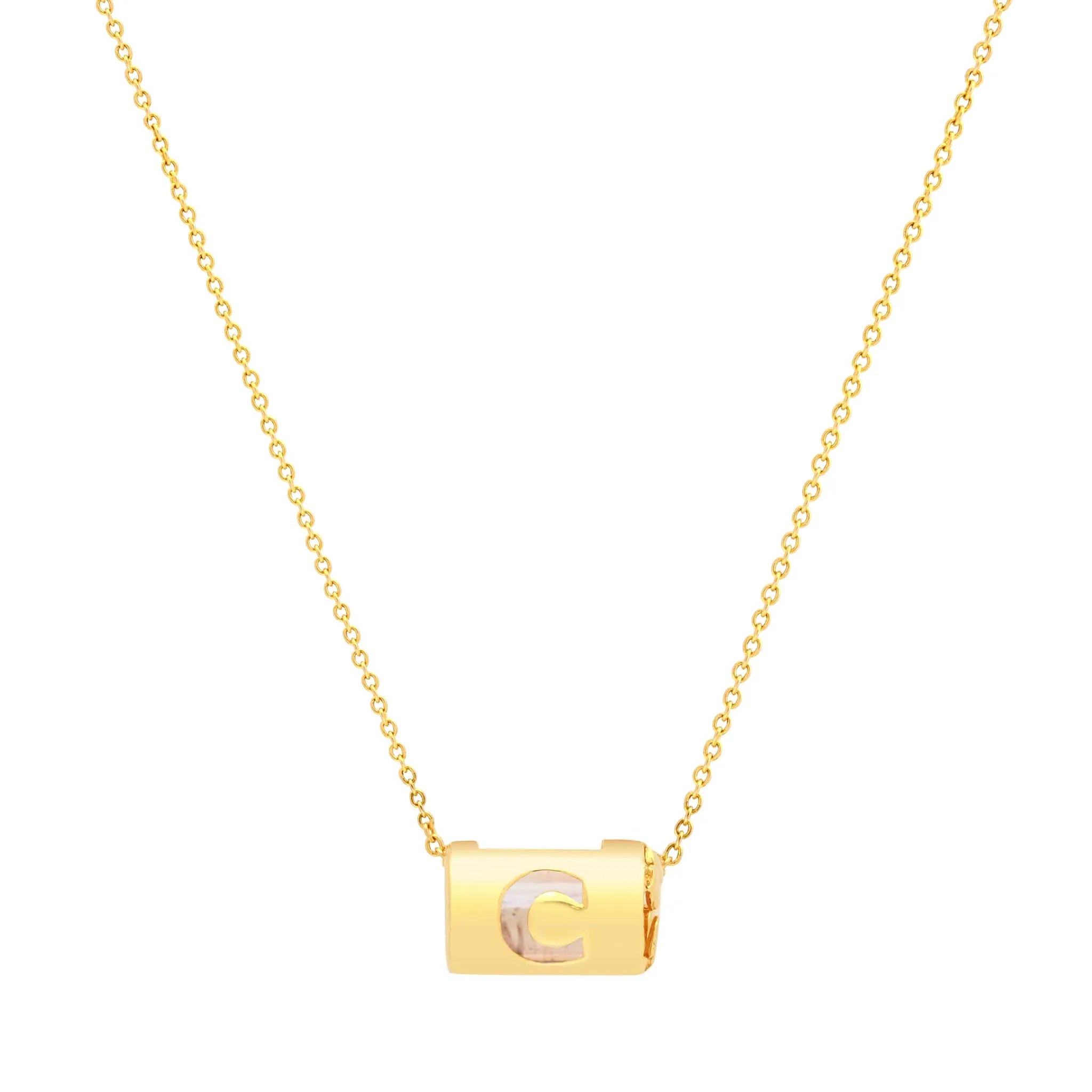 Signature Initials Necklace   Smoky Quartz