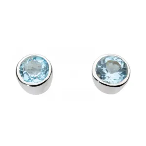 Silver Blue Topaz small round studs