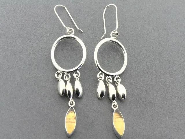 silver chandelier earrings with amber seeds