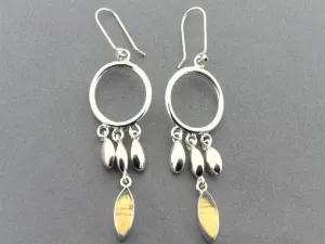silver chandelier earrings with amber seeds