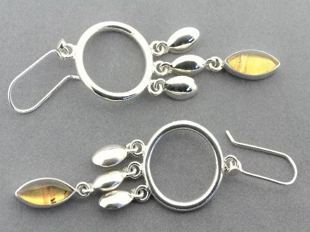 silver chandelier earrings with amber seeds