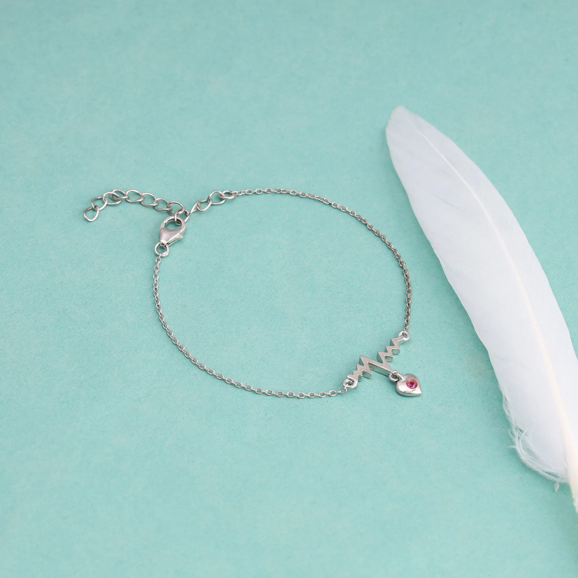 Silver Heartbeat Drop Bracelet