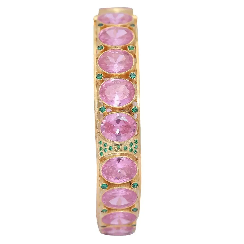 Silver Pink Quartz Bangle