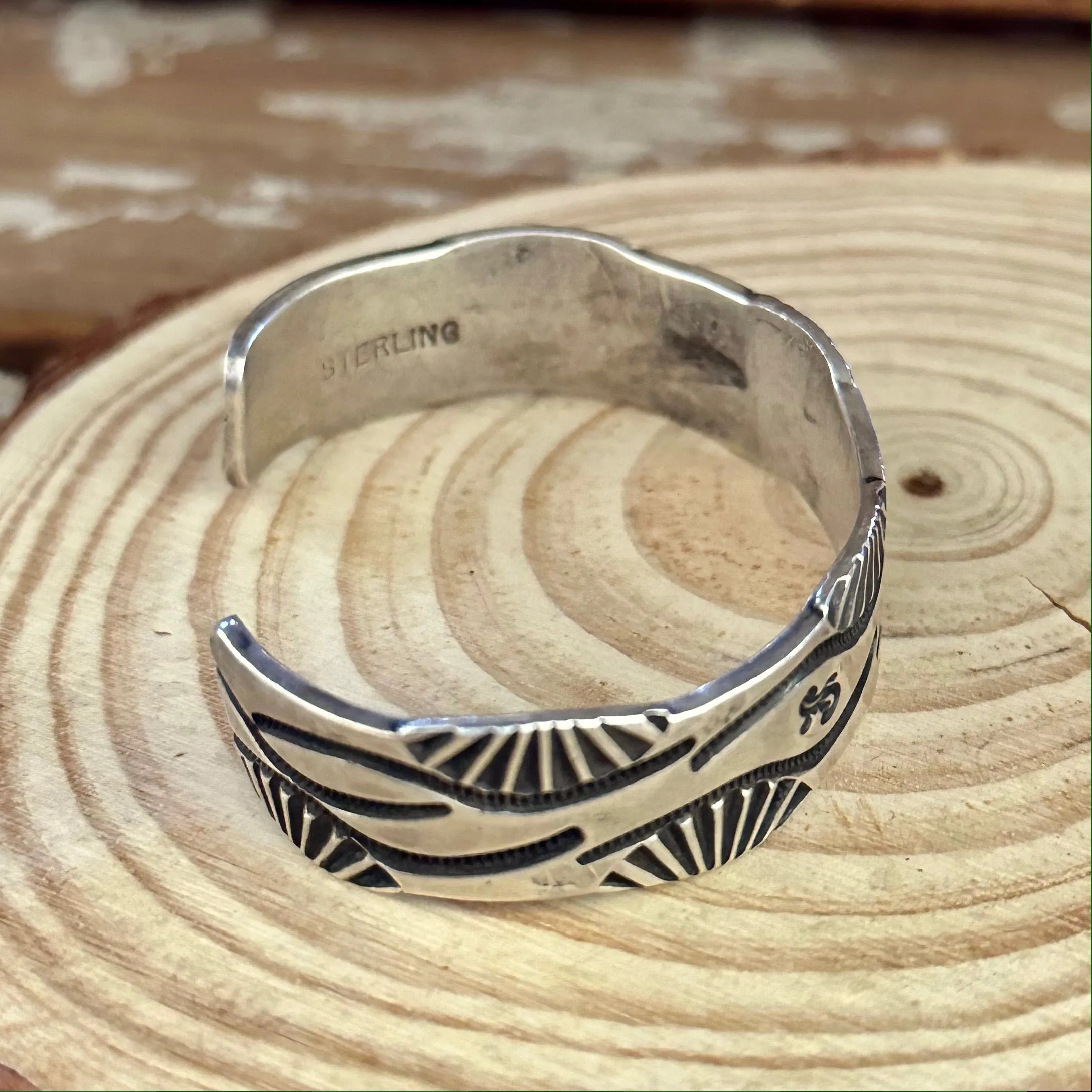 SILVER RIVER Sterling Silver Overlay Lizard Hopi Style Cuff 32g