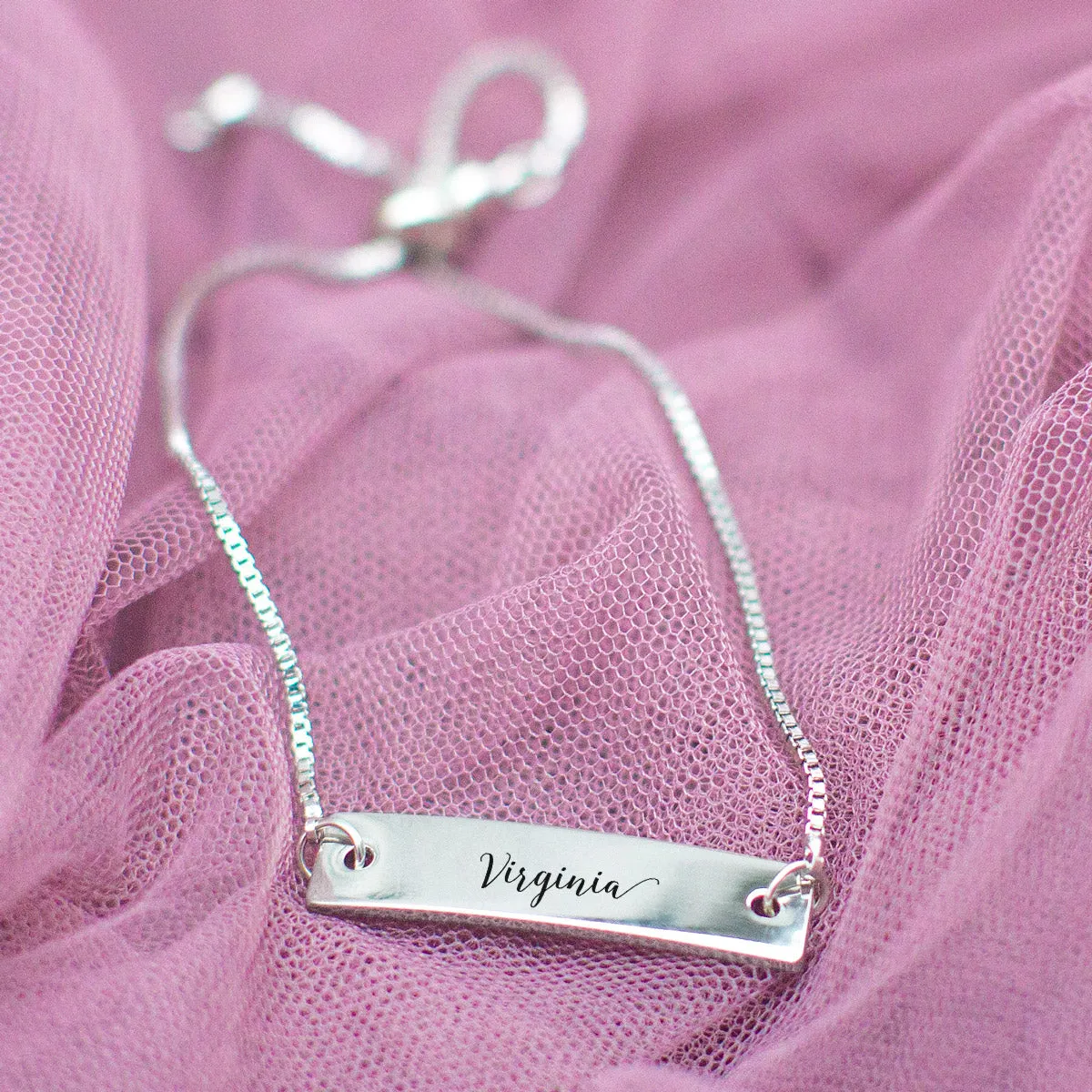 Silver Virginia Adjustable Bar Bracelet