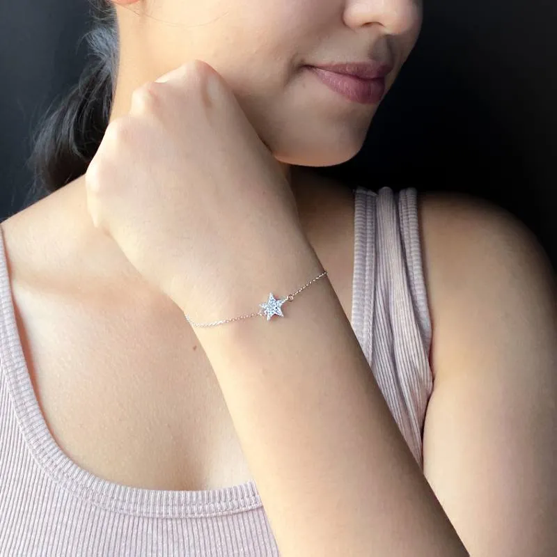 Silver Zircon Studded Star Bracelet