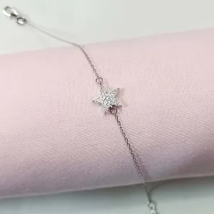 Silver Zircon Studded Star Bracelet