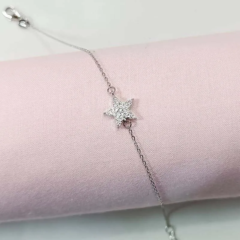 Silver Zircon Studded Star Bracelet