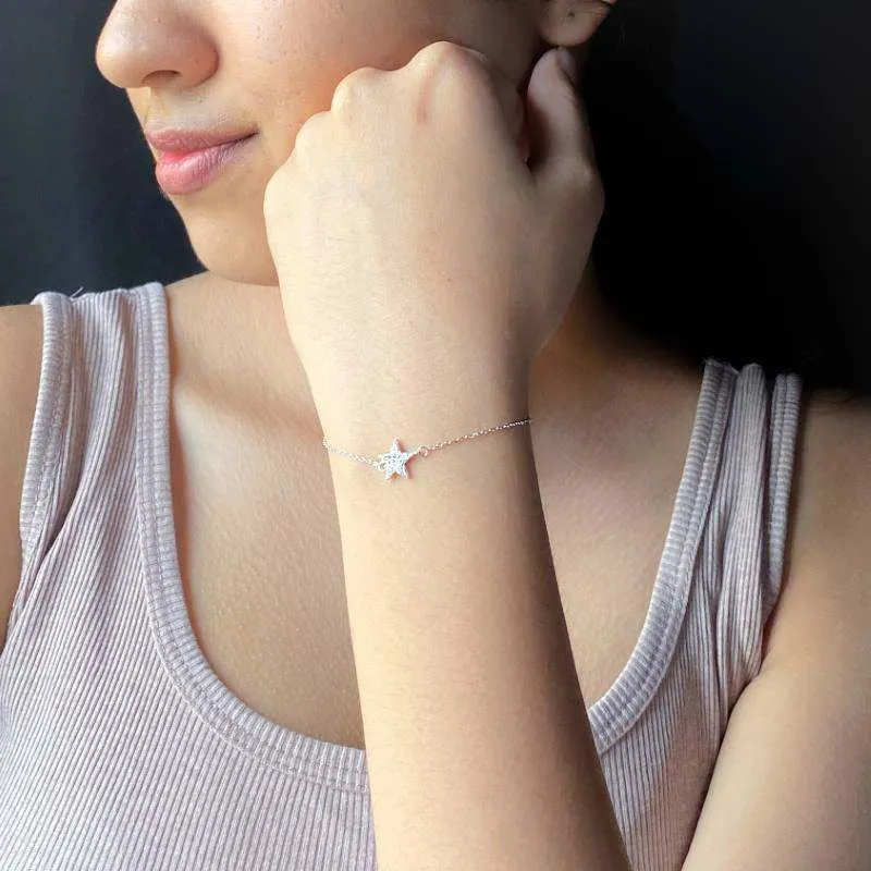 Silver Zircon Studded Star Bracelet