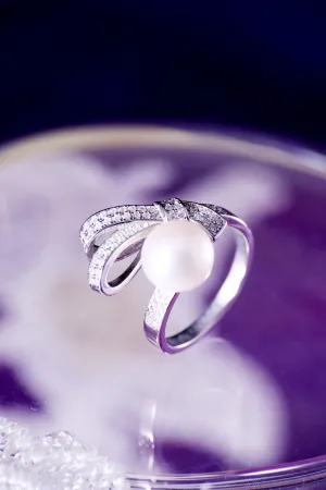 Single Fresh Water Pearl set in 925 Solid Sliver Adjustable Ring
