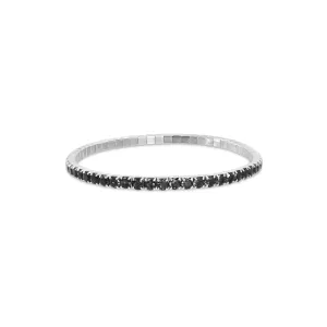 Sparkling Stretch Black Silver Tennis Bracelet